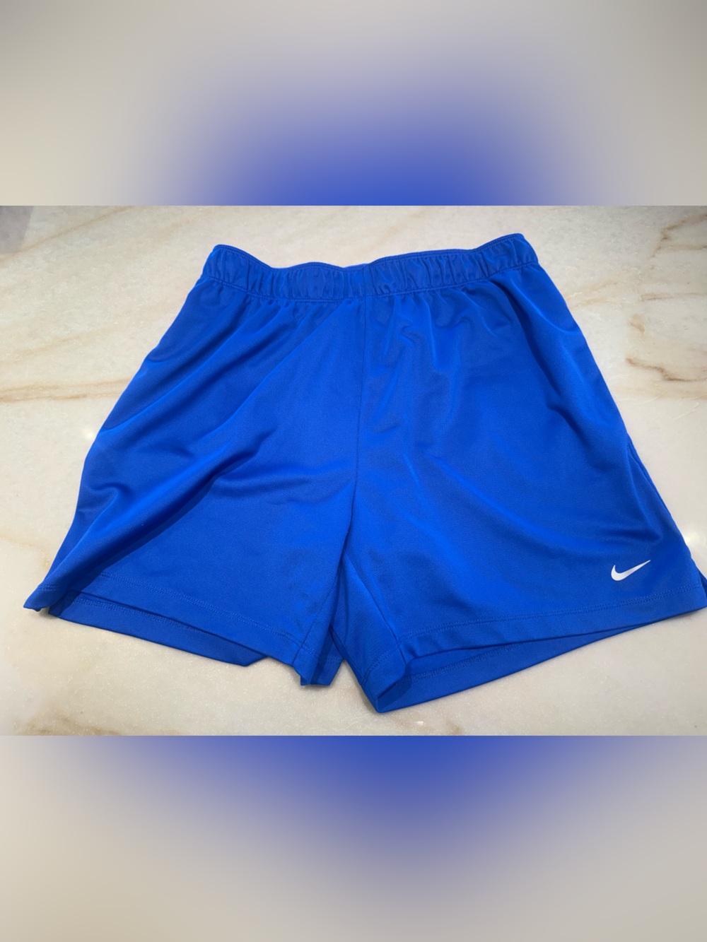 Nike Royal Blue Women's Athletic Shorts with White Swoosh